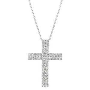 1.75 Carat Natural Diamond Cross Pendant Necklace